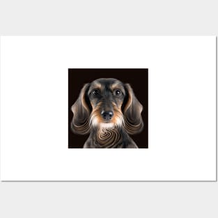 A Fractal Design of A Miniature Wire Hair Dachshund Posters and Art